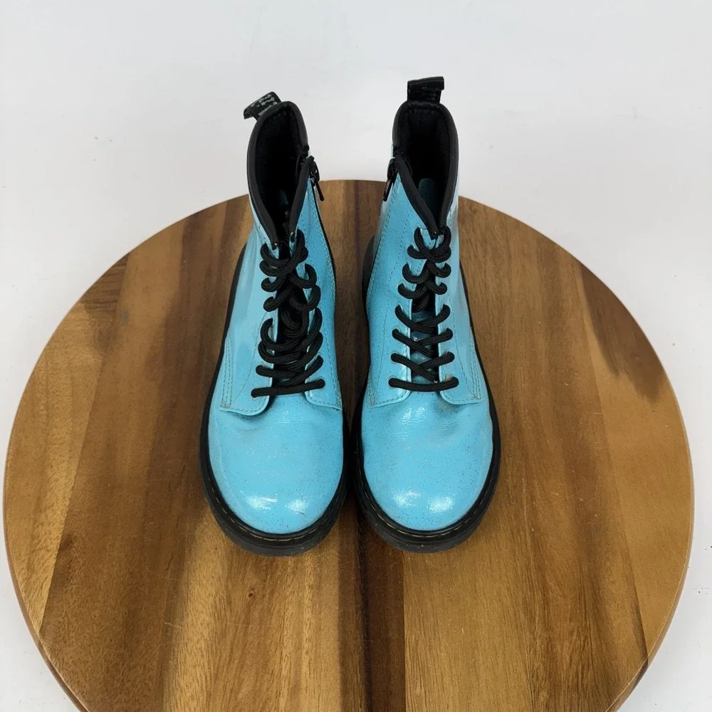 Big Kids Dr Martens 1460 Turquoise‎ Glitter Comfort Casual Combat Boots Size 3 Y